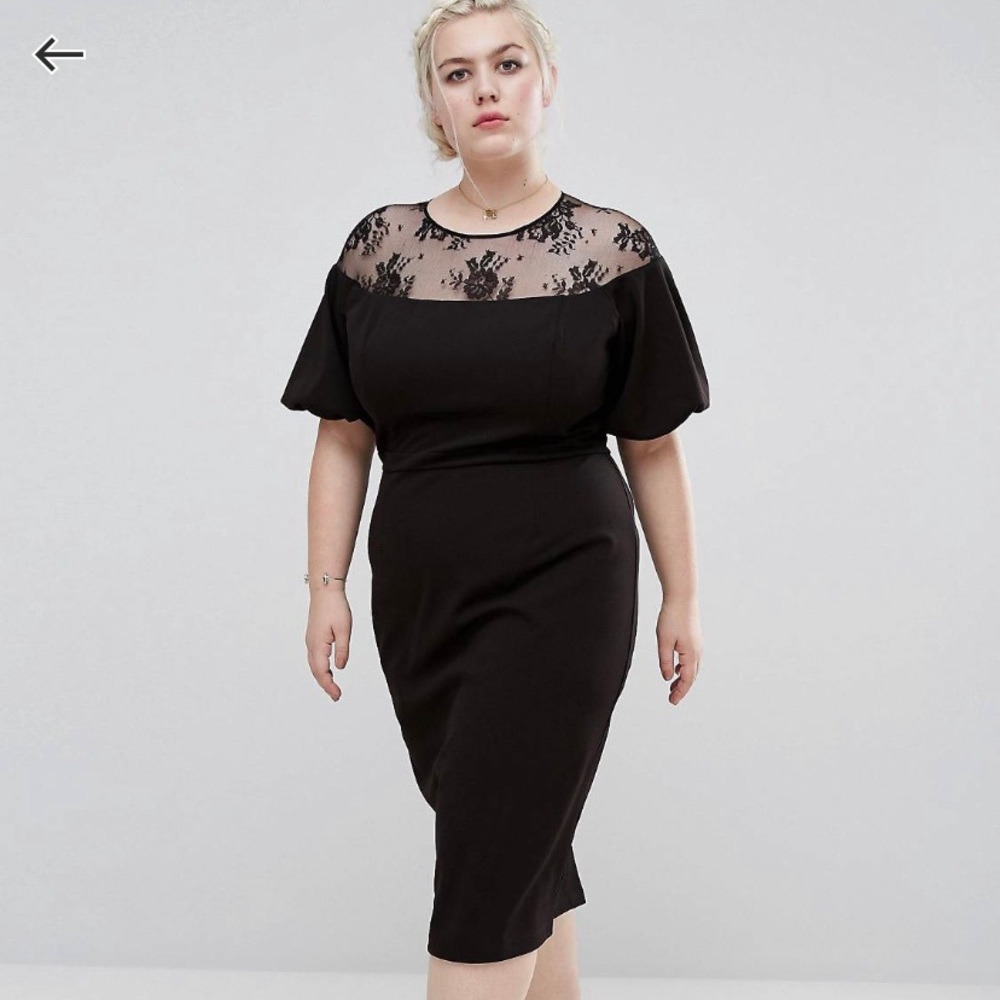 ASOS CURVE Wiggle Dress With Lace Top